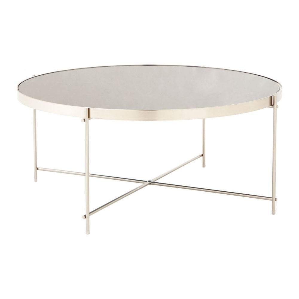 Coffee Table, Grey Mirror, Brushed Nickel | Outlet
