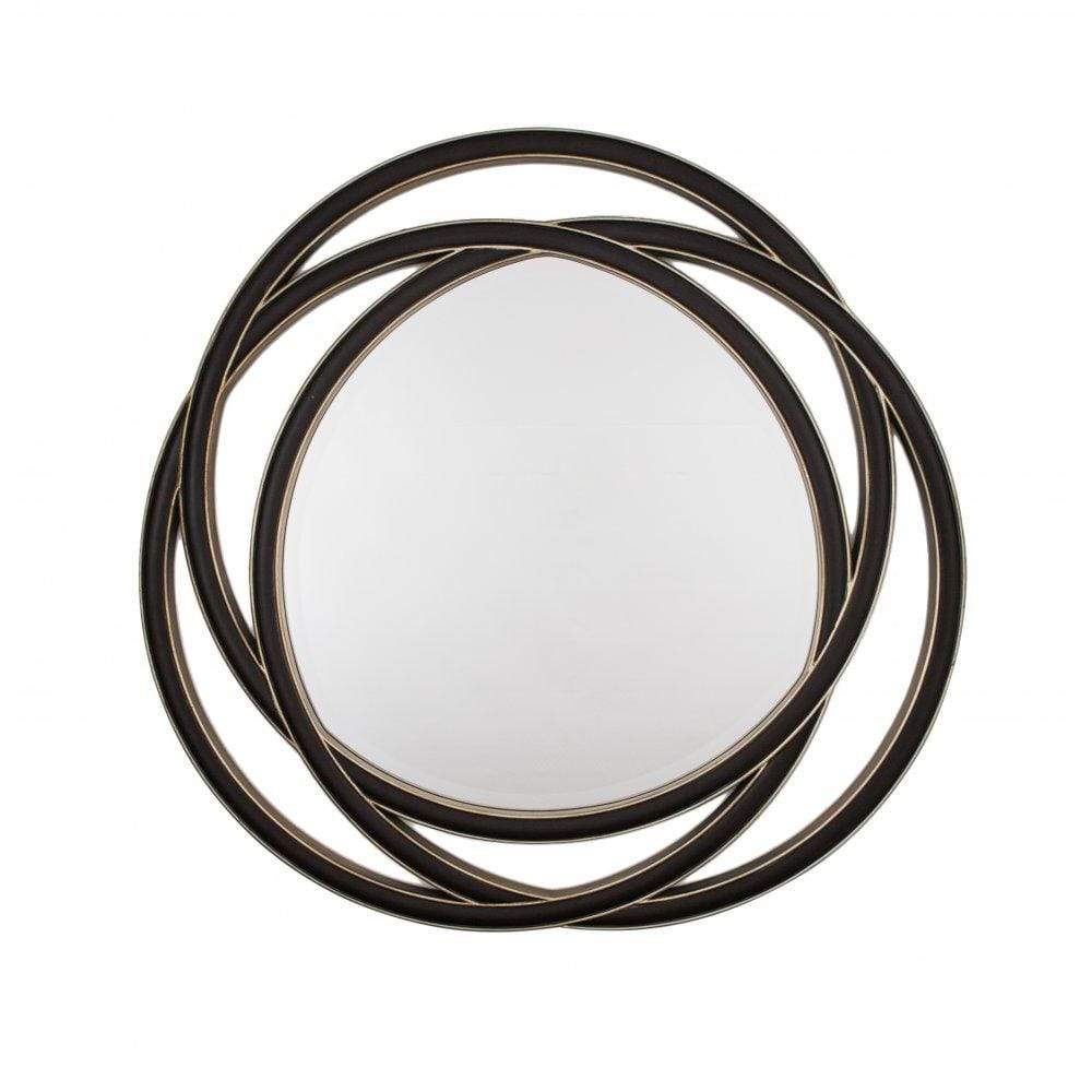Round Swirl Walnut Finish Mirror | OUTLET